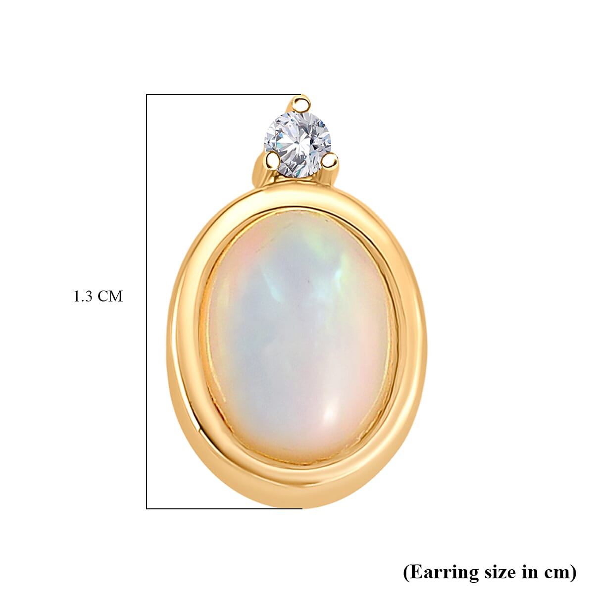 D'Joy Ethiopian Opal & Moissanite Earring with Push Back in Yellow Gold Plated Sterling Silver 2.32 Ct.