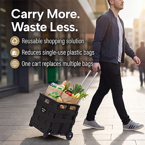 Light Weight Rustproof Foldable Shopping Cart with Wheels - Can Hold upto 25 Kgs