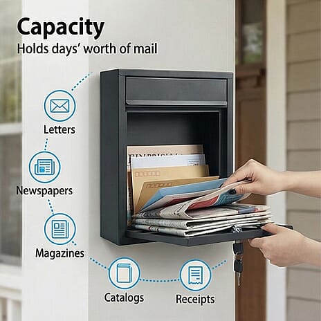 Letter Post Box (Size 215 x 320 x 90 mm) - Black