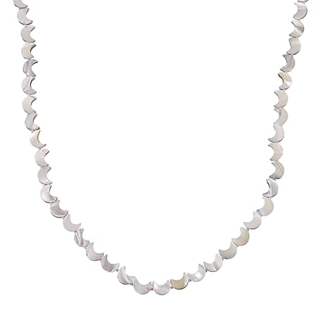D'Joy White Mother Of Pearl Beads Necklace in Rhodium OverlaySterling Silver  80.000  Ct.