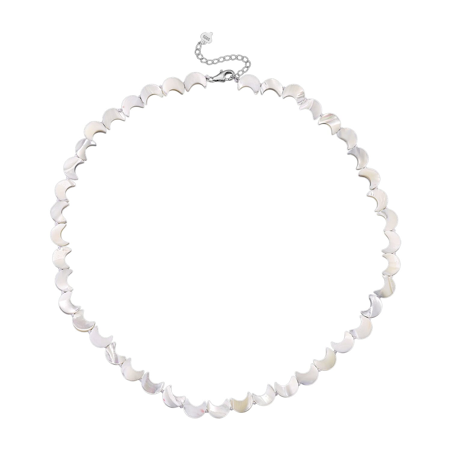 D'Joy White Mother Of Pearl Beads Necklace in Rhodium OverlaySterling Silver  80.000  Ct.