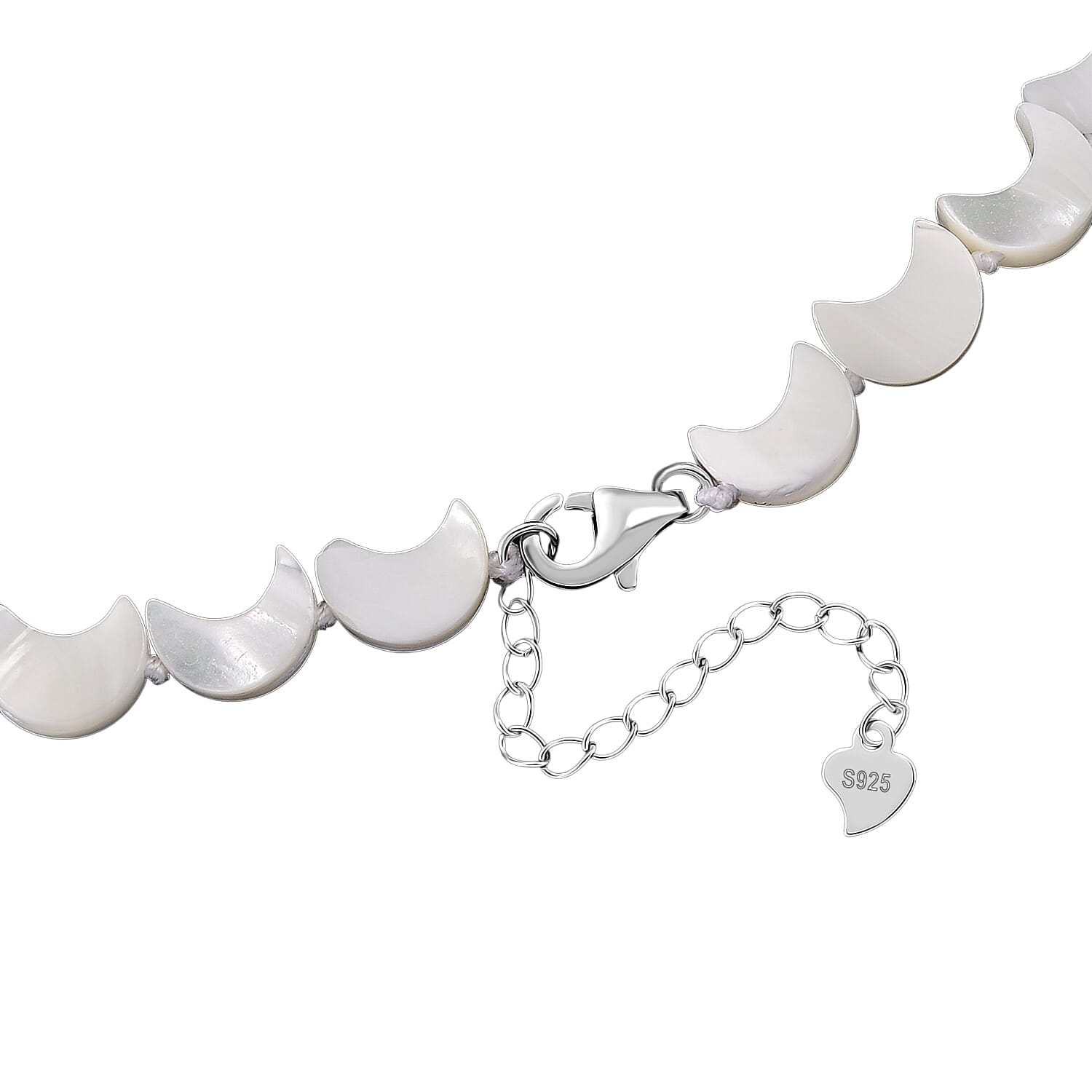 D'Joy White Mother Of Pearl Beads Necklace in Rhodium OverlaySterling Silver  80.000  Ct.