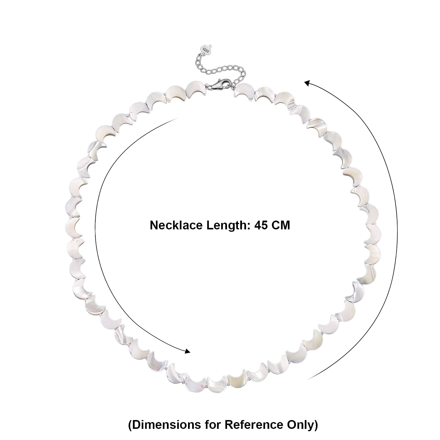 D'Joy White Mother Of Pearl Beads Necklace in Rhodium OverlaySterling Silver  80.000  Ct.