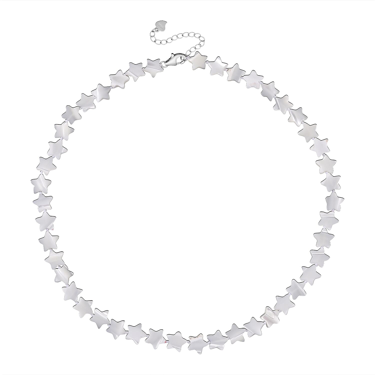 D'Joy White Mother Of Pearl Beads Necklace in Rhodium Overlay Sterling Silver 80.00 Ct.