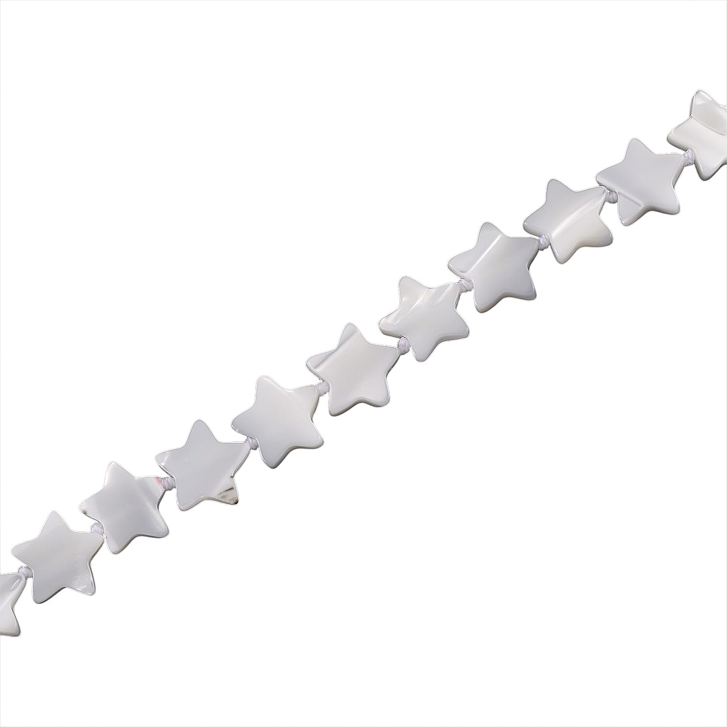 D'Joy White Mother Of Pearl Beads Necklace in Rhodium Overlay Sterling Silver 80.00 Ct.