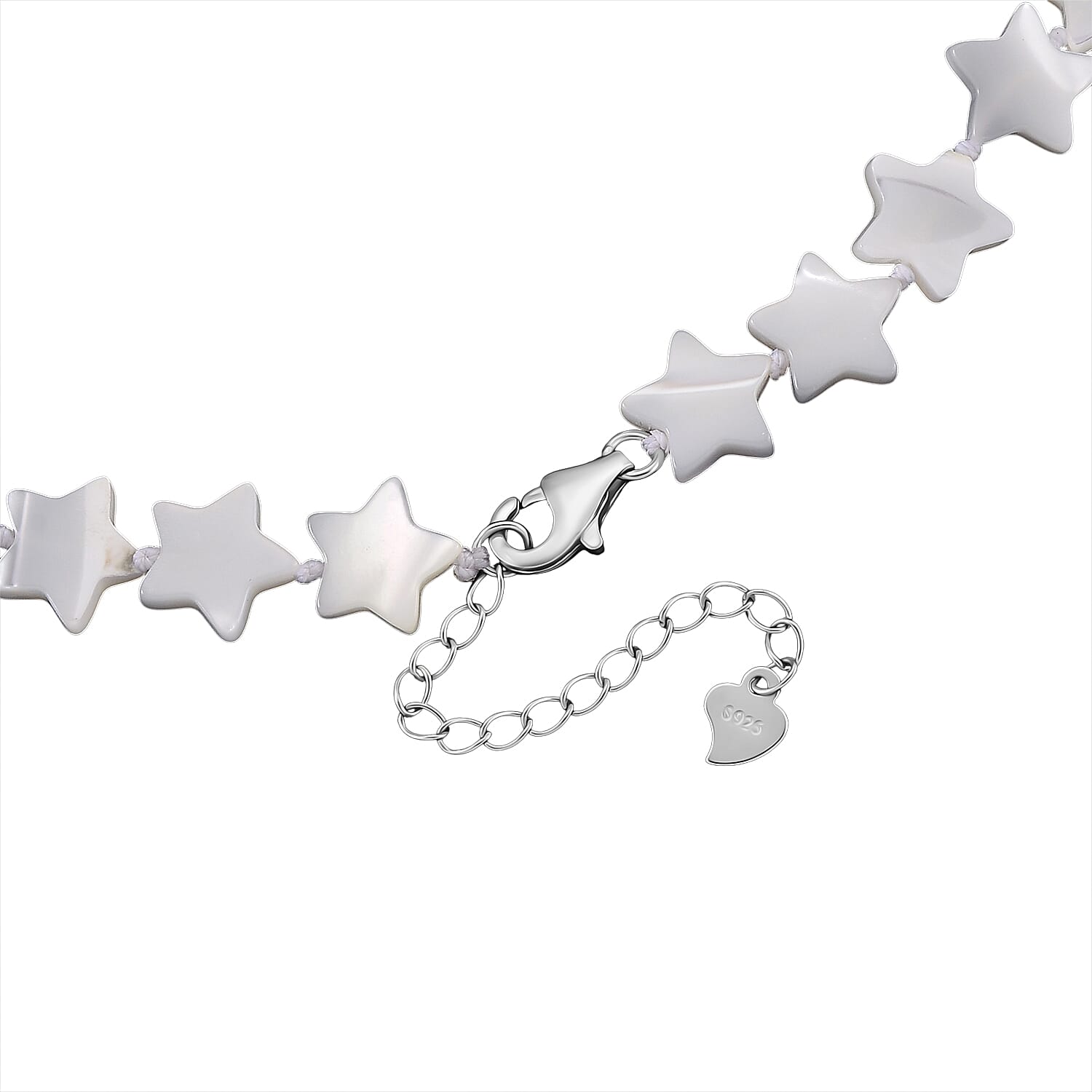 D'Joy White Mother Of Pearl Beads Necklace in Rhodium Overlay Sterling Silver 80.00 Ct.
