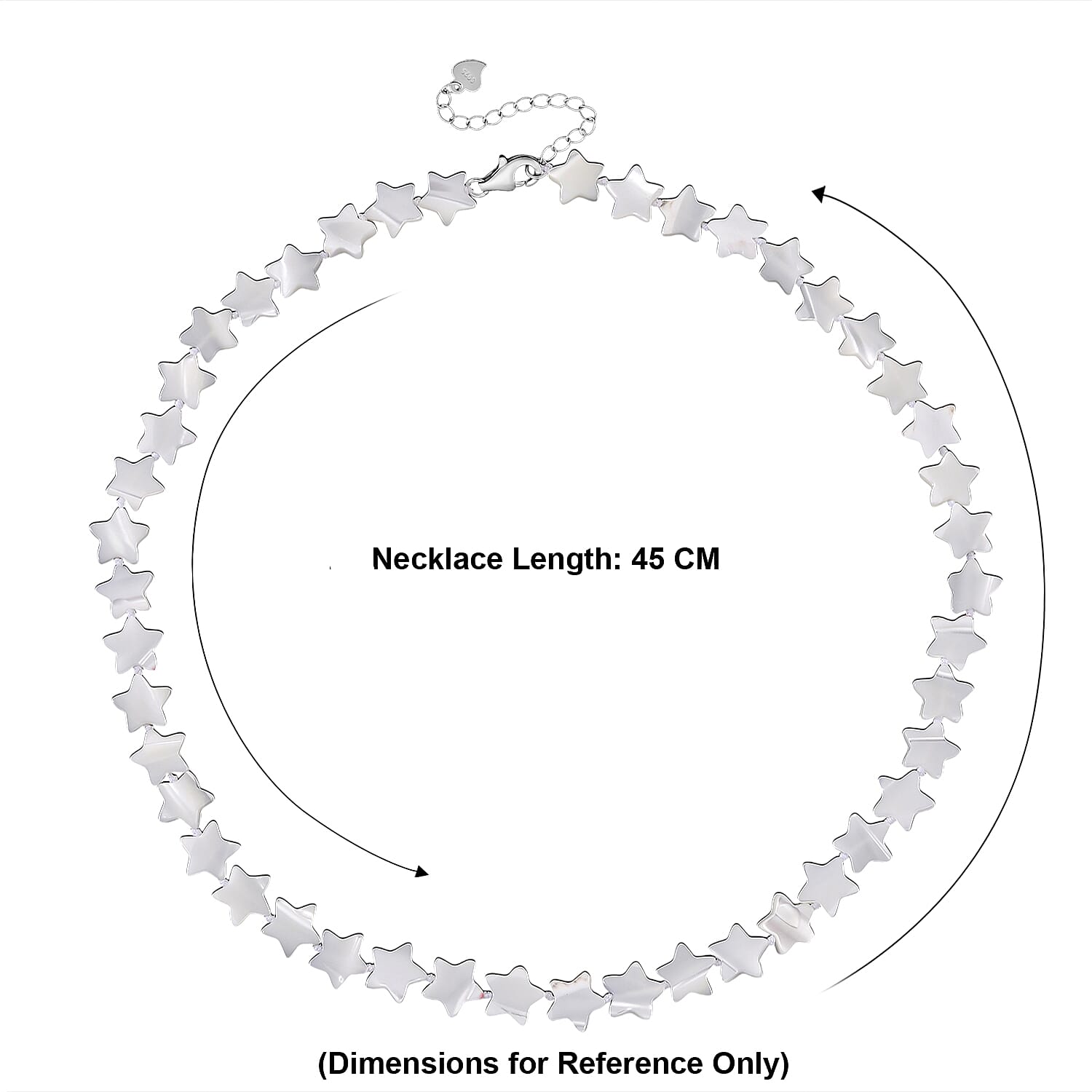 D'Joy White Mother Of Pearl Beads Necklace in Rhodium Overlay Sterling Silver 80.00 Ct.