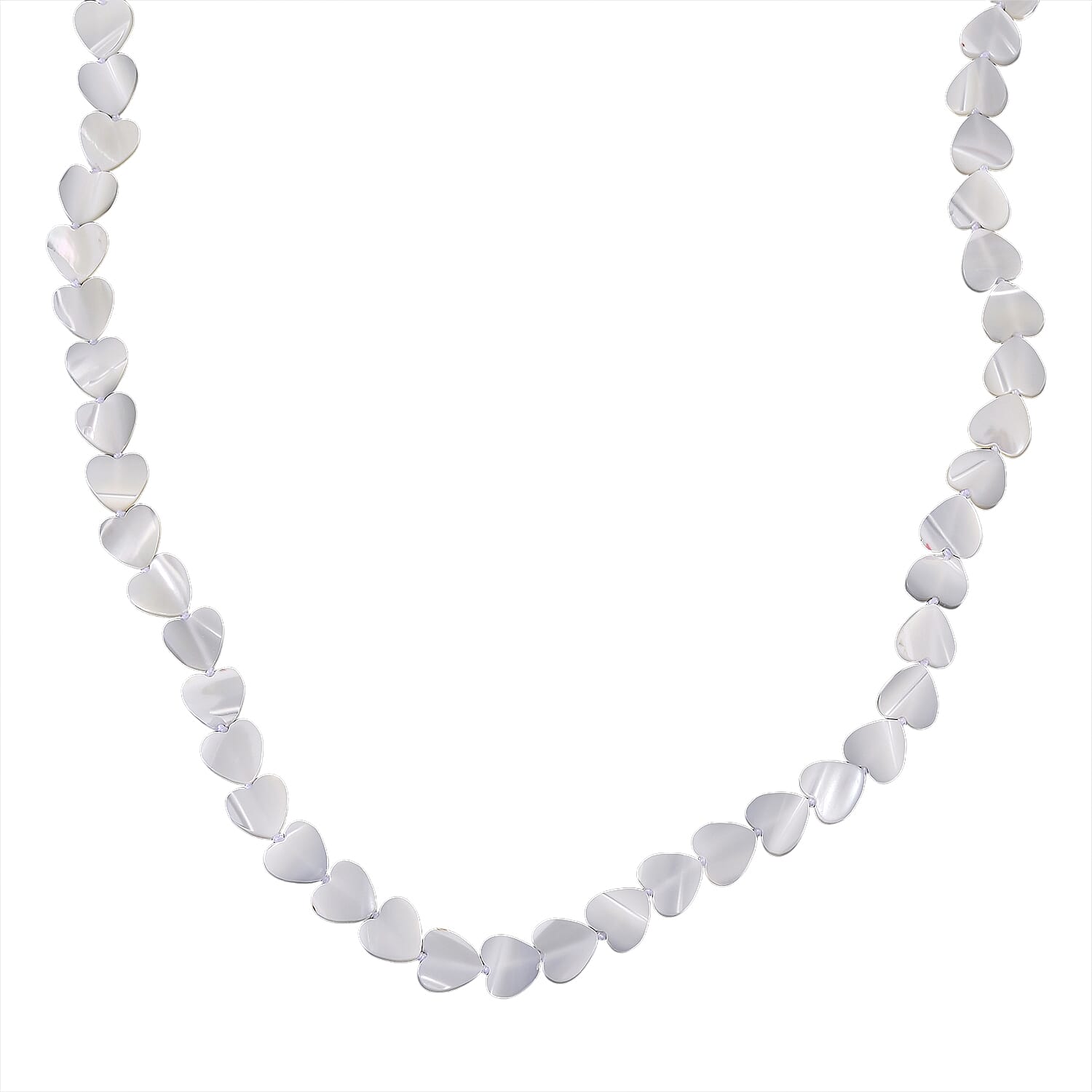 D'Joy White Mother Of Pearl Beads Necklace in Rhodium OverlaySterling Silver  80.000  Ct.