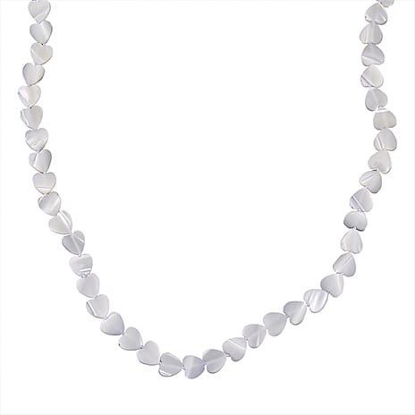 D'Joy White Mother Of Pearl Beads Necklace in Rhodium OverlaySterling Silver  80.000  Ct.