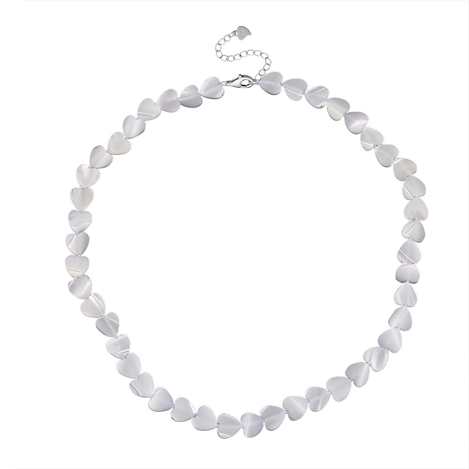 D'Joy White Mother Of Pearl Beads Necklace in Rhodium OverlaySterling Silver  80.000  Ct.