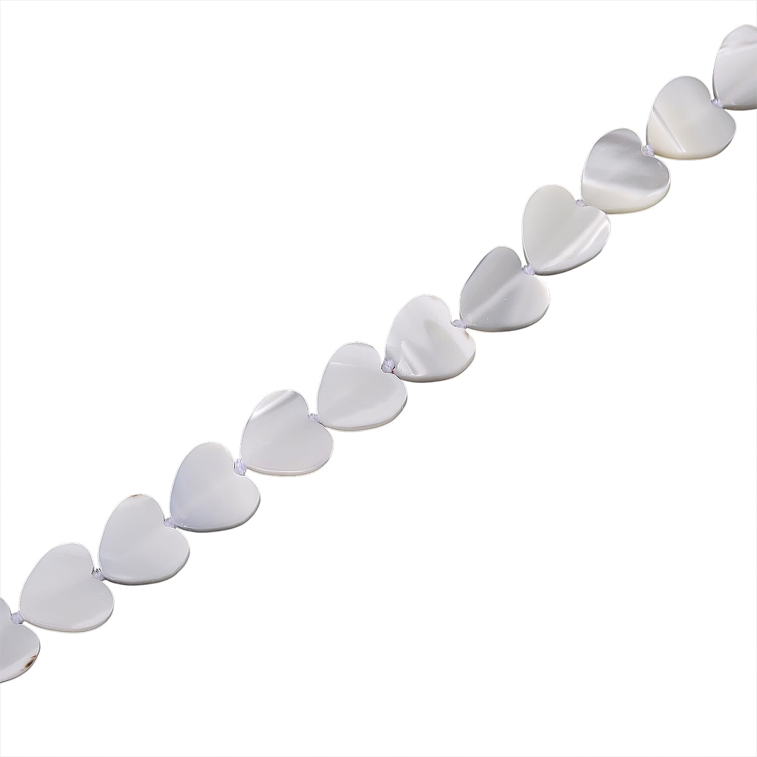 D'Joy White Mother Of Pearl Beads Necklace in Rhodium OverlaySterling Silver  80.000  Ct.