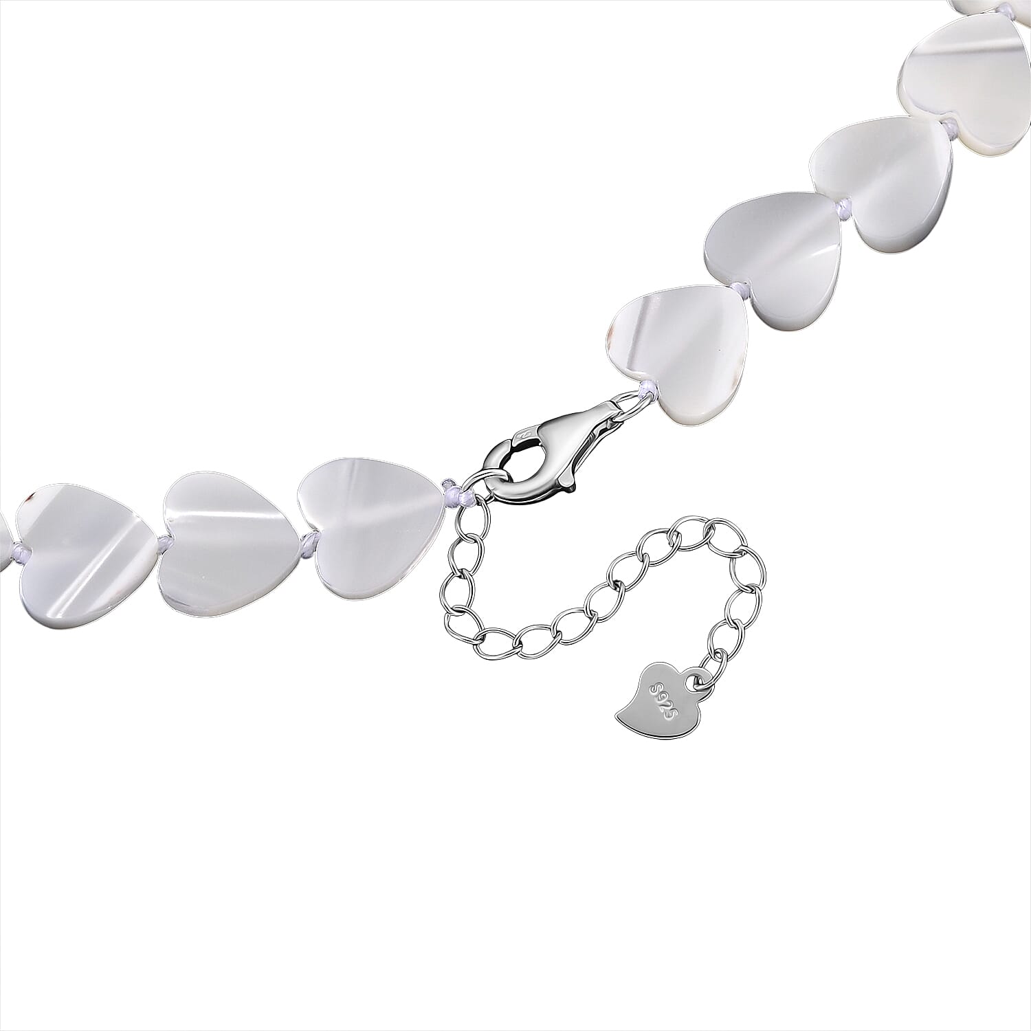 D'Joy White Mother Of Pearl Beads Necklace in Rhodium OverlaySterling Silver  80.000  Ct.