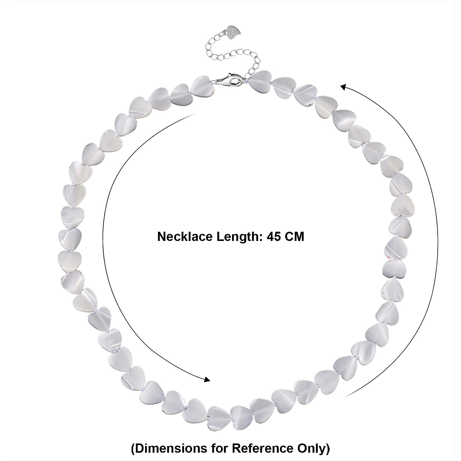 D'Joy White Mother Of Pearl Beads Necklace in Rhodium OverlaySterling Silver  80.000  Ct.