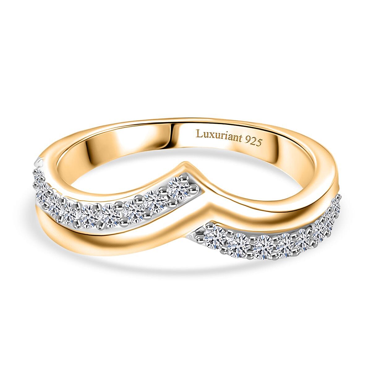 LUXURIANT Lab Grown Diamond Chevron Knife Edge Ring in Sterling Silver