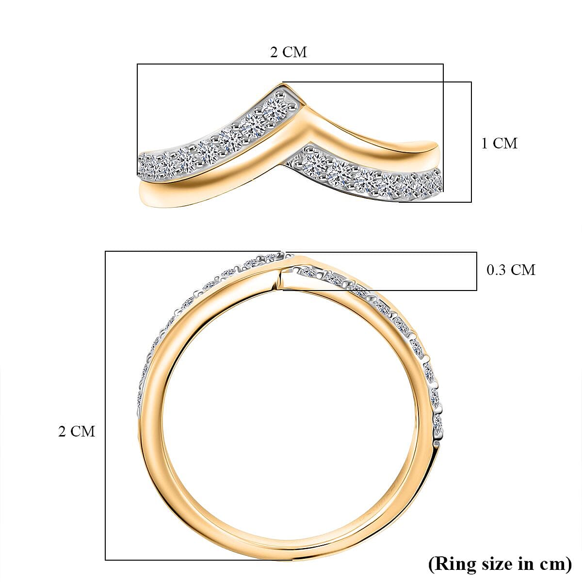LUXURIANT Lab Grown Diamond Chevron Knife Edge Ring in Sterling Silver