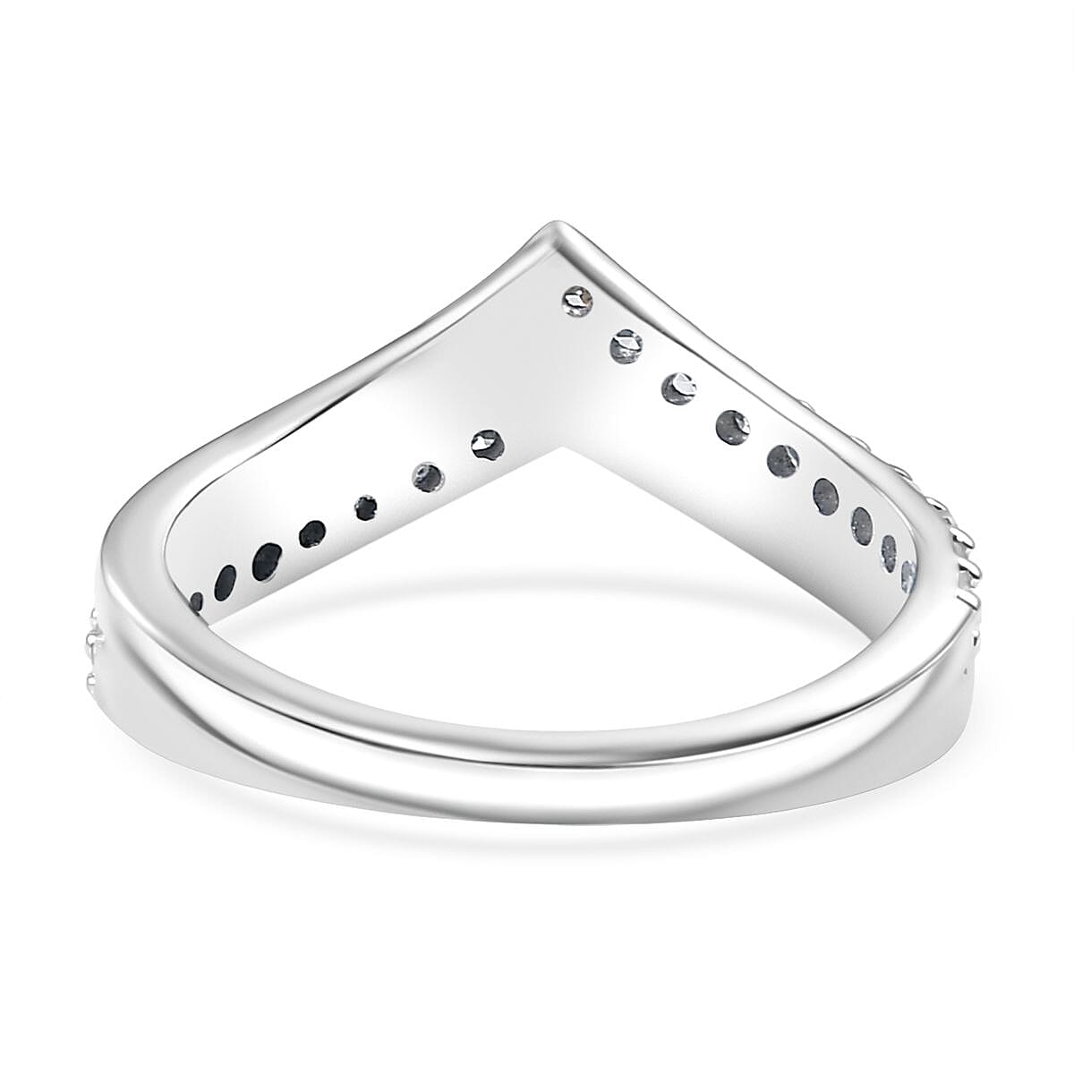 Luxuriant Lab Grown Diamond Chevron Knife Edge Ring in Sterling Silver