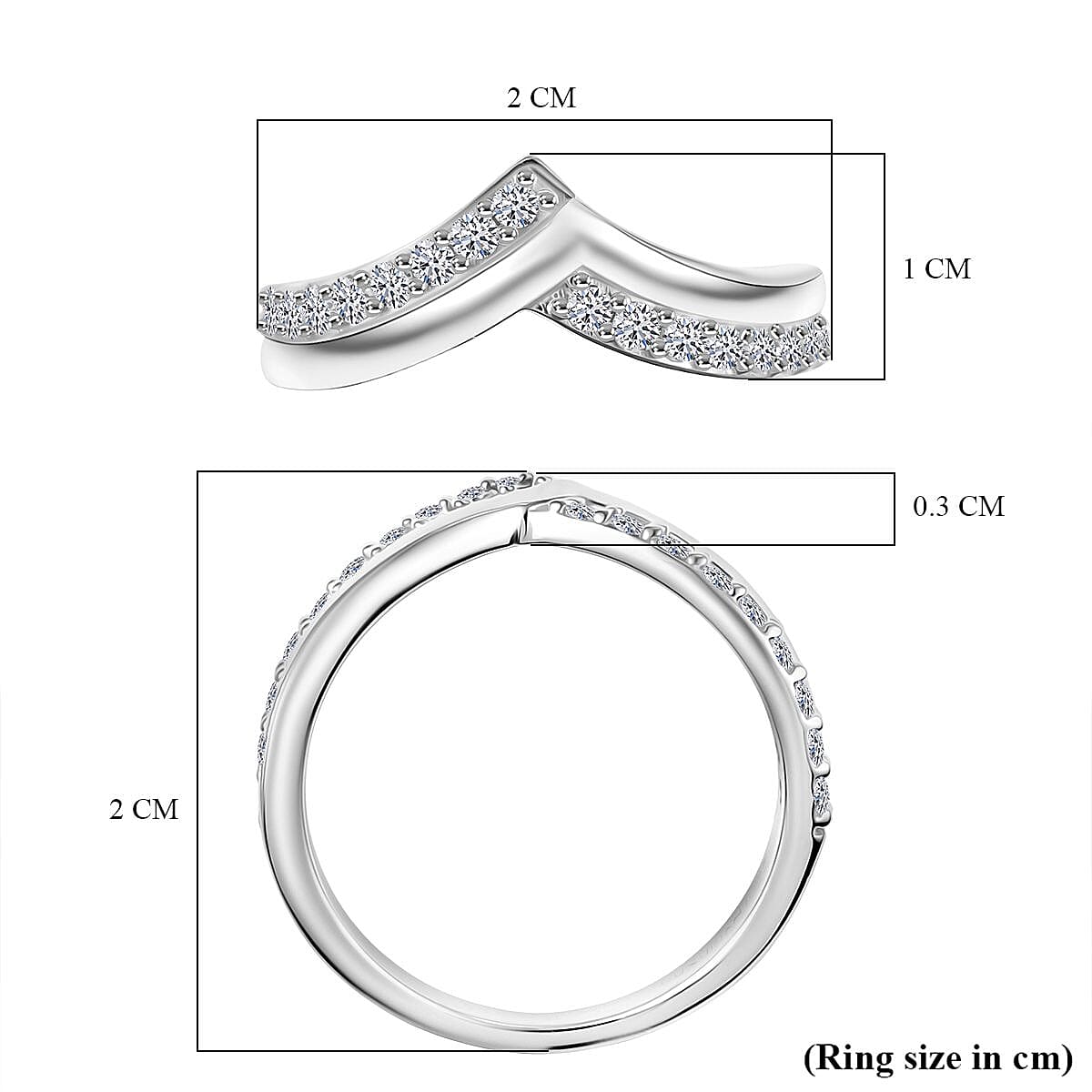 Luxuriant Lab Grown Diamond Chevron Knife Edge Ring in Sterling Silver