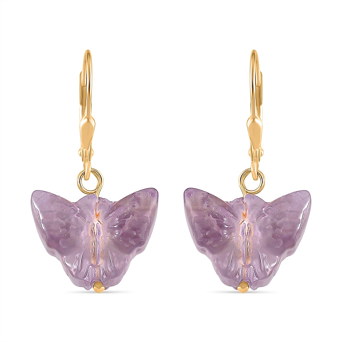 D'Joy African Amethyst Beads Earring in Yellow Gold Plated Sterling Silver 2.00 Ct.