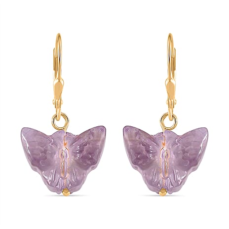 D'Joy African Amethyst Beads Earring in Yellow Gold Plated Sterling Silver 2.00 Ct.