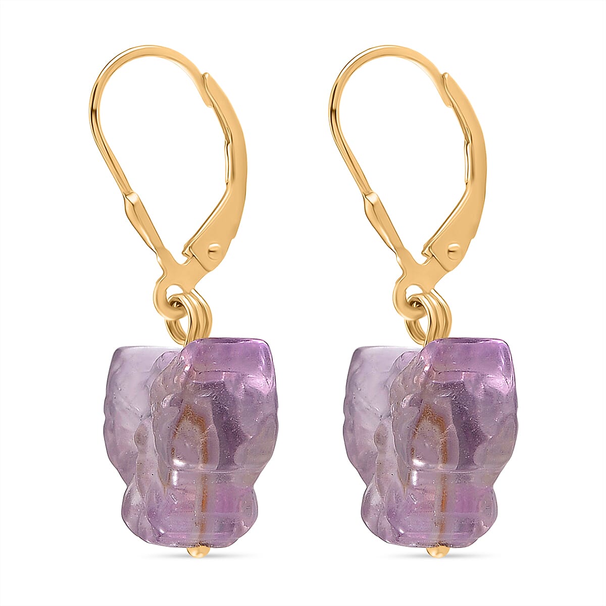D'Joy African Amethyst Beads Earring in Yellow Gold Plated Sterling Silver 2.00 Ct.