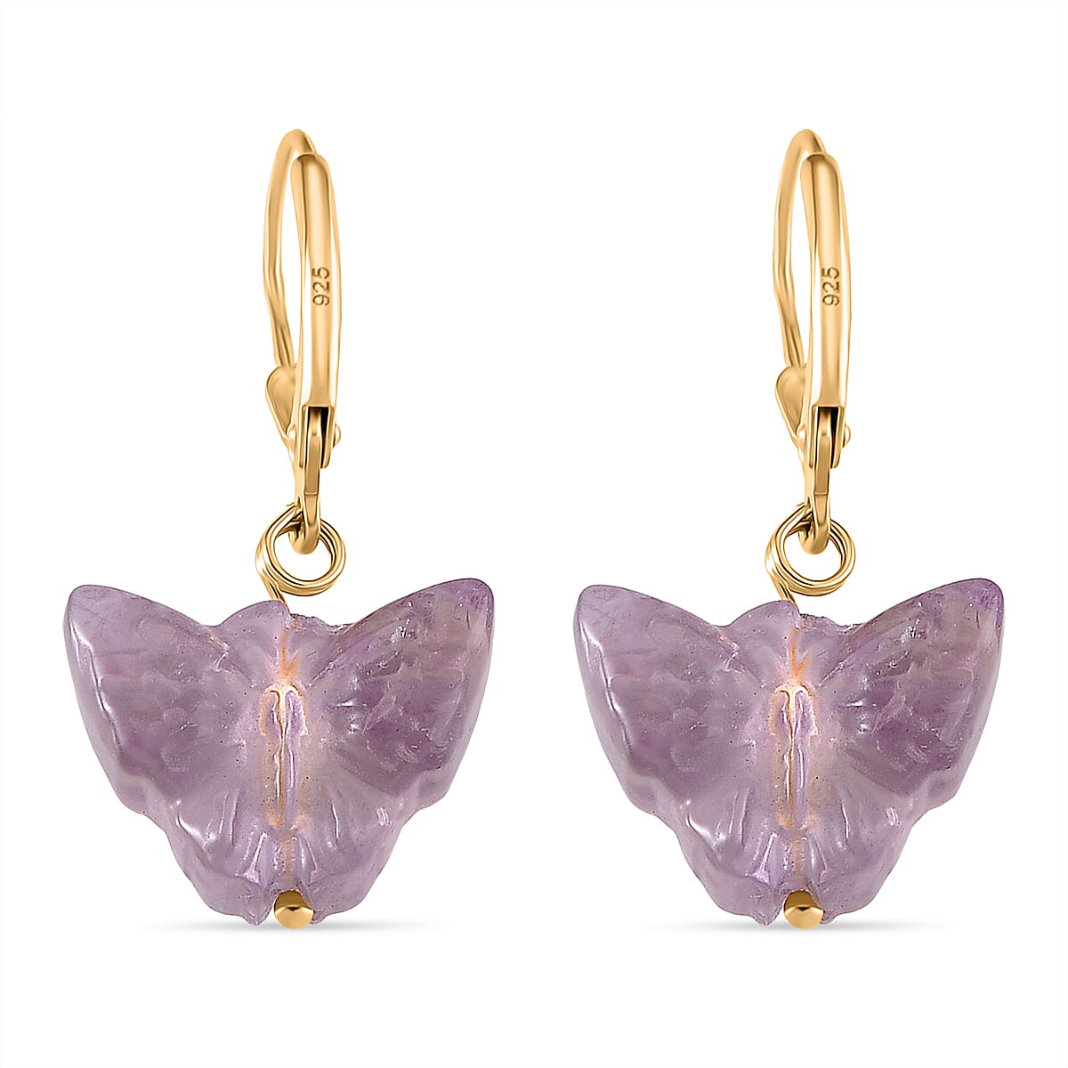 D'Joy African Amethyst Beads Earring in Yellow Gold Plated Sterling Silver 2.00 Ct.