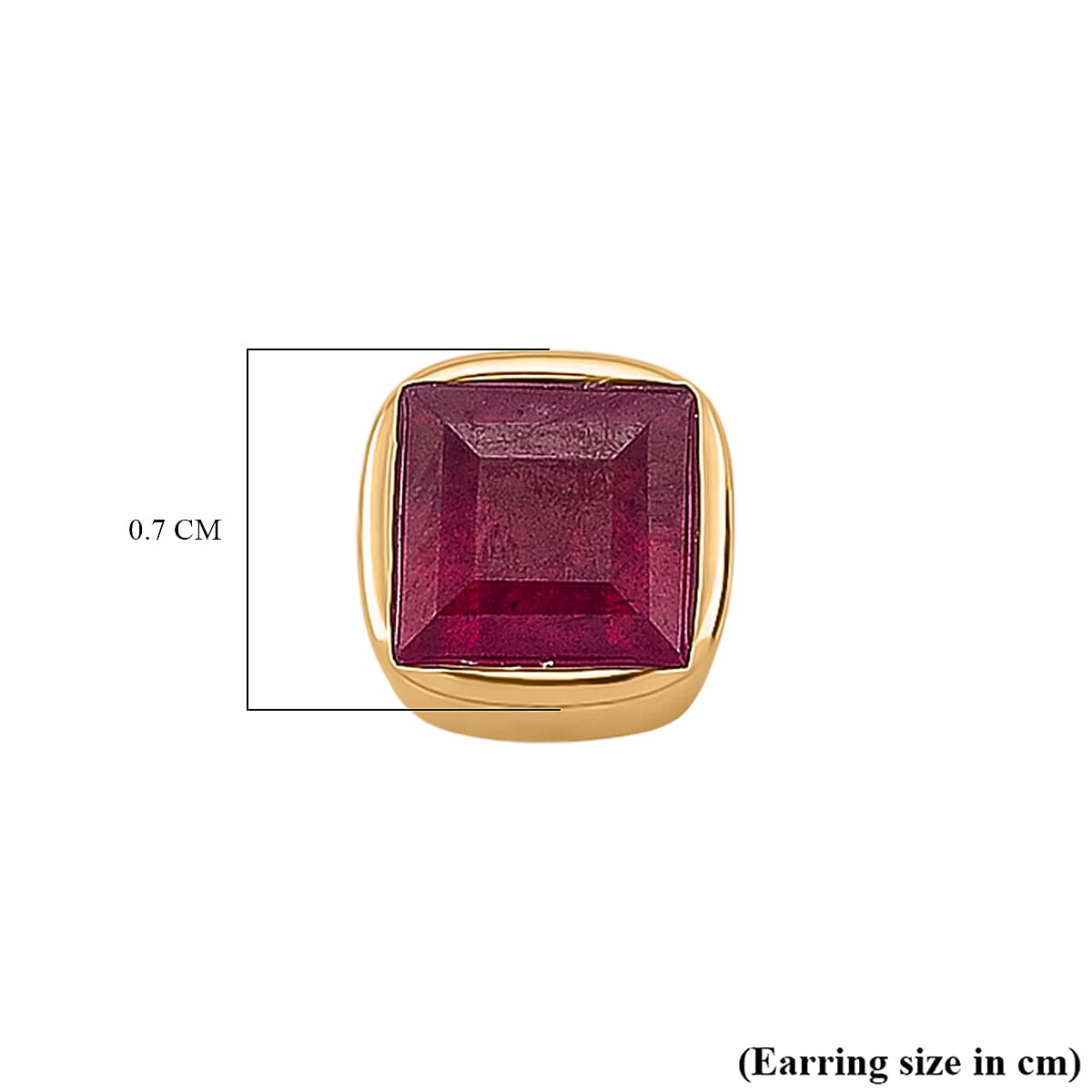 D'Joy Fissure Filled Ruby Solitaire Stud Push Post Earring in Vermeil YGSterling Silver  3.080  Ct.
