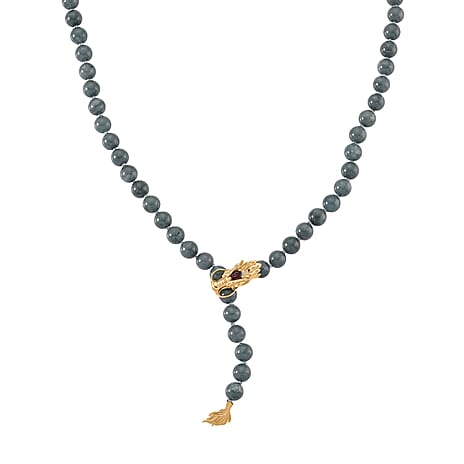 D'Joy Natural Jadeite Jade, Red Garnet, Natural Chrome Diopside & White Cubic Zirconia Beads Necklace (Size - 20-2 EXT) with Lobster Clasp in Yellow Gold Plated Sterling Silver 280.60 Ct.