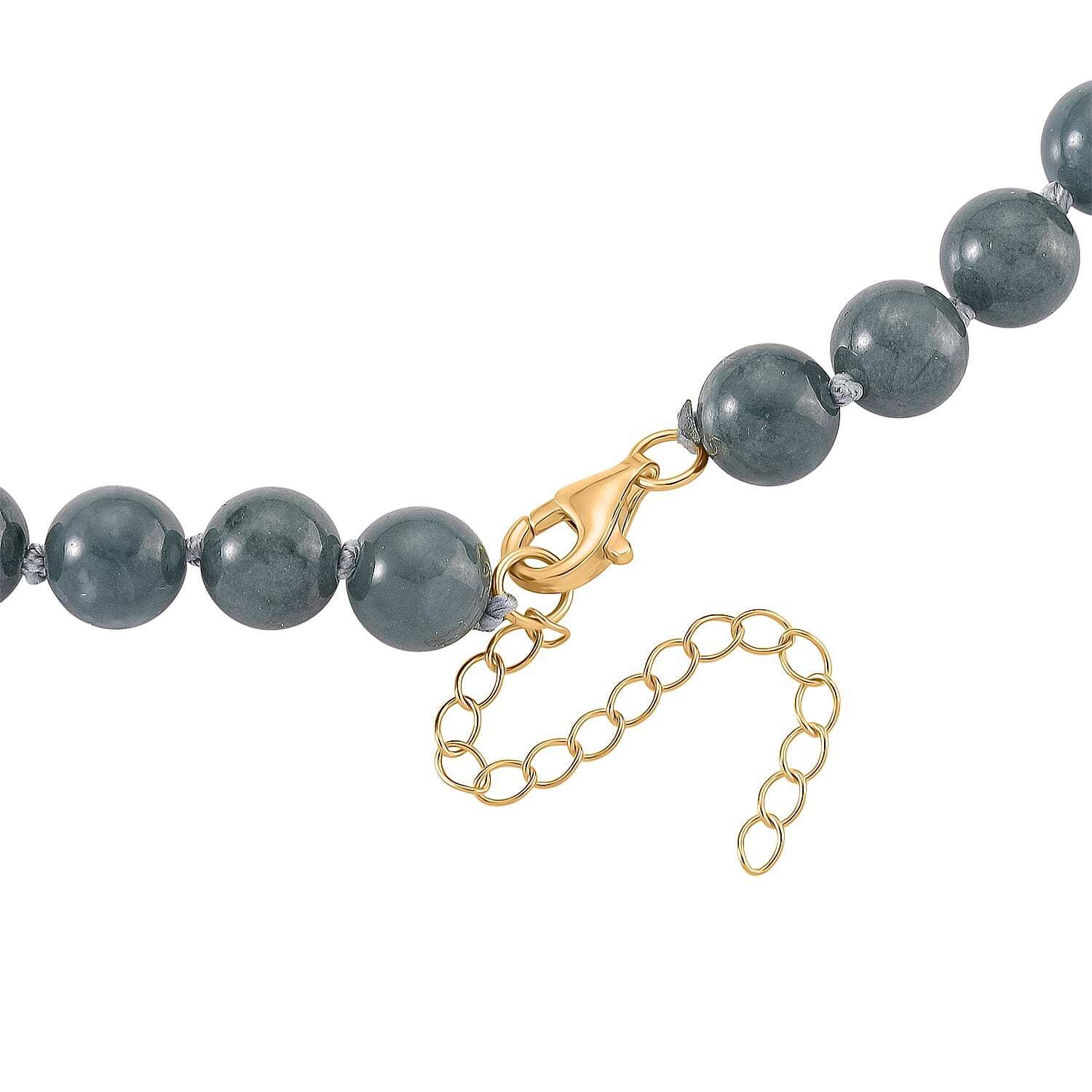 D'Joy Natural Jadeite Jade, Red Garnet, Natural Chrome Diopside & White Cubic Zirconia Beads Necklace (Size - 20-2 EXT) with Lobster Clasp in Yellow Gold Plated Sterling Silver 280.60 Ct.