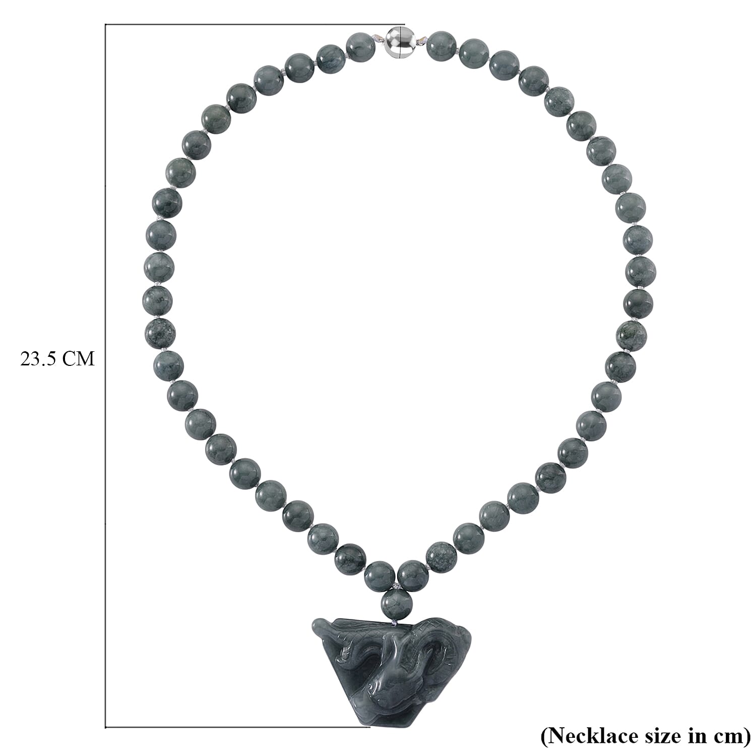 Natural Type A Jadeite Beads Necklace (Size 20) in Rhodium Overlay Sterling Silver 550.00 Ct.