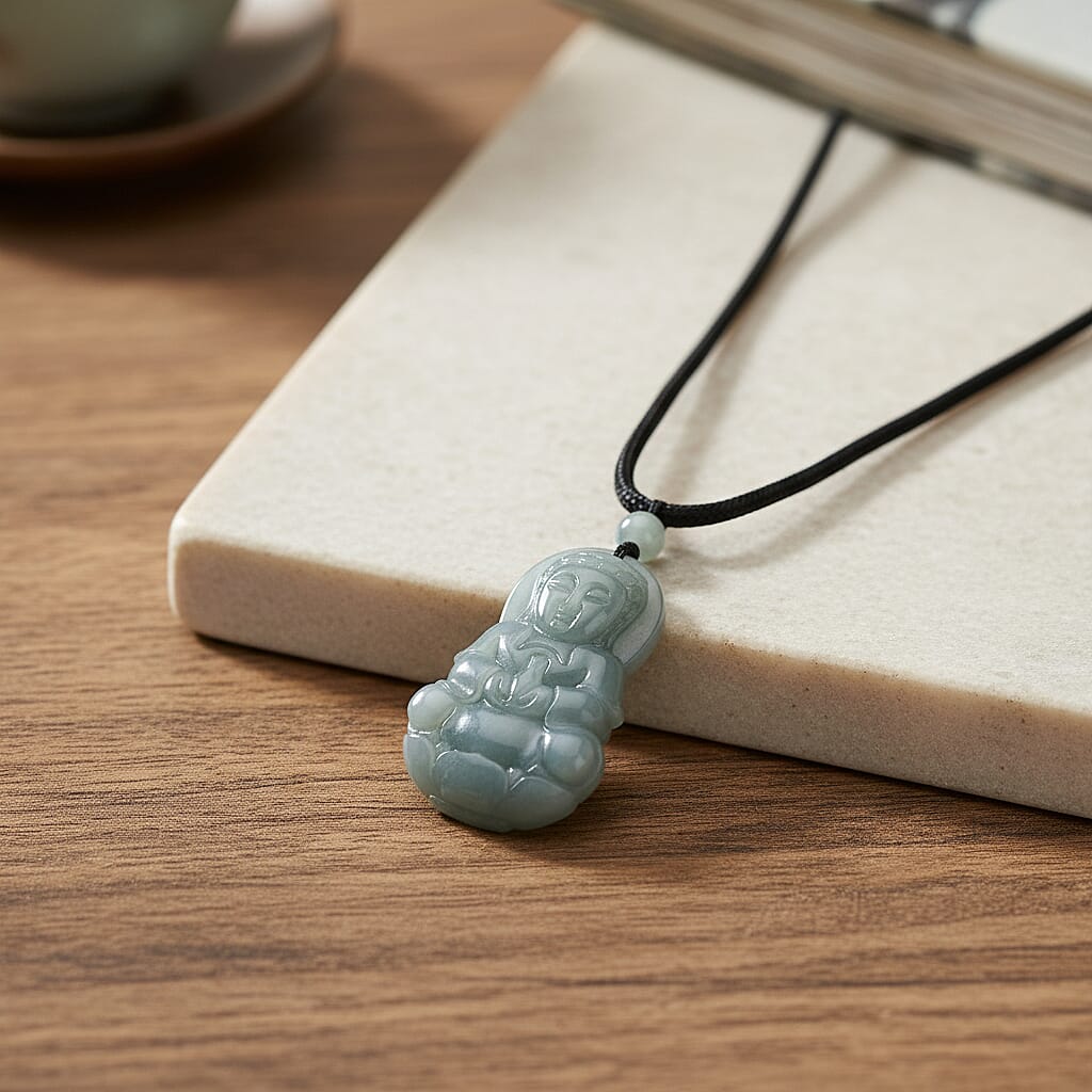 Natural Type A Jadeite Buddha Necklace 55.00 Ct.