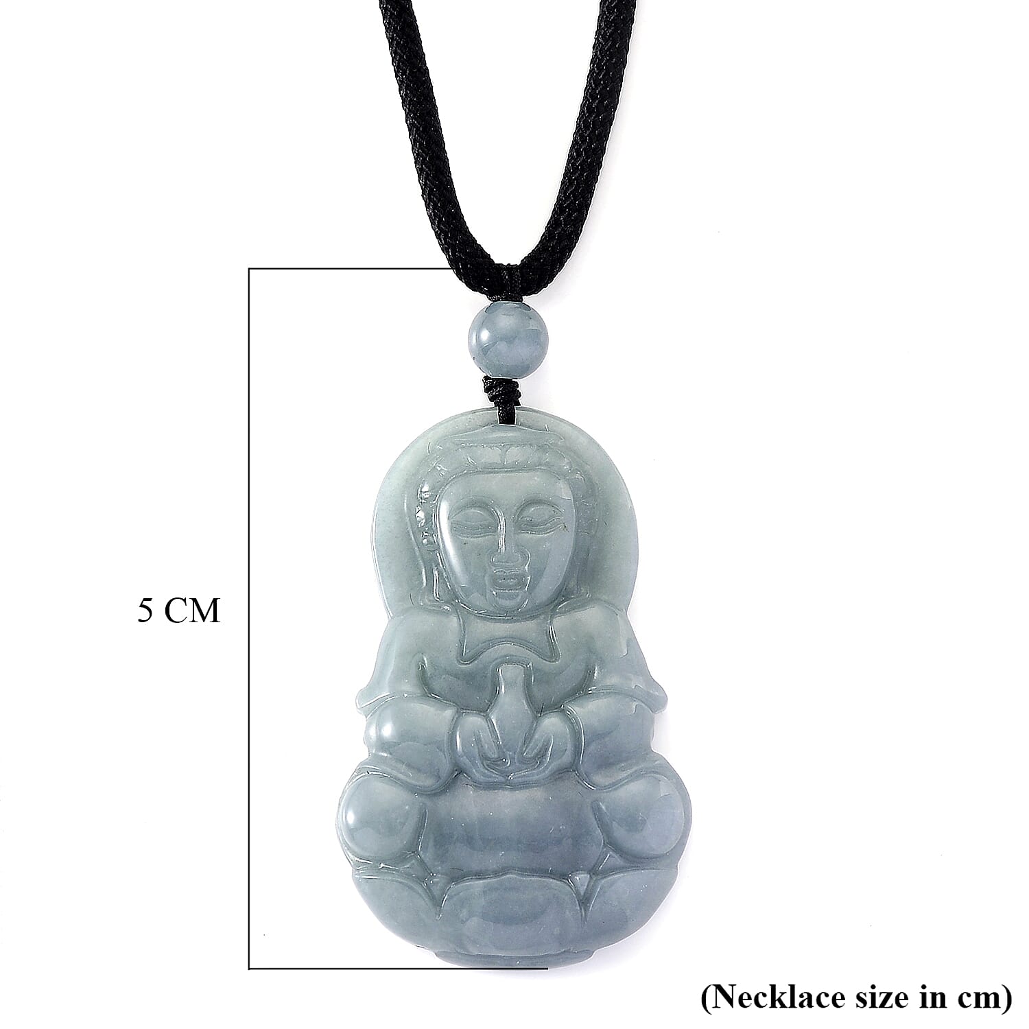 Natural Type A Jadeite Buddha Necklace 55.00 Ct.