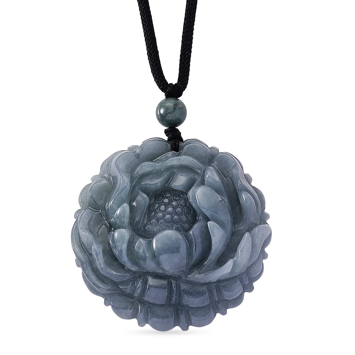 Natural Jade Flower Necklace (Size - 28) with Adjustable Cotton Thread 150.00 Ct.