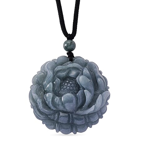 Natural Jade Flower Necklace (Size - 28) with Adjustable Cotton Thread 150.00 Ct.