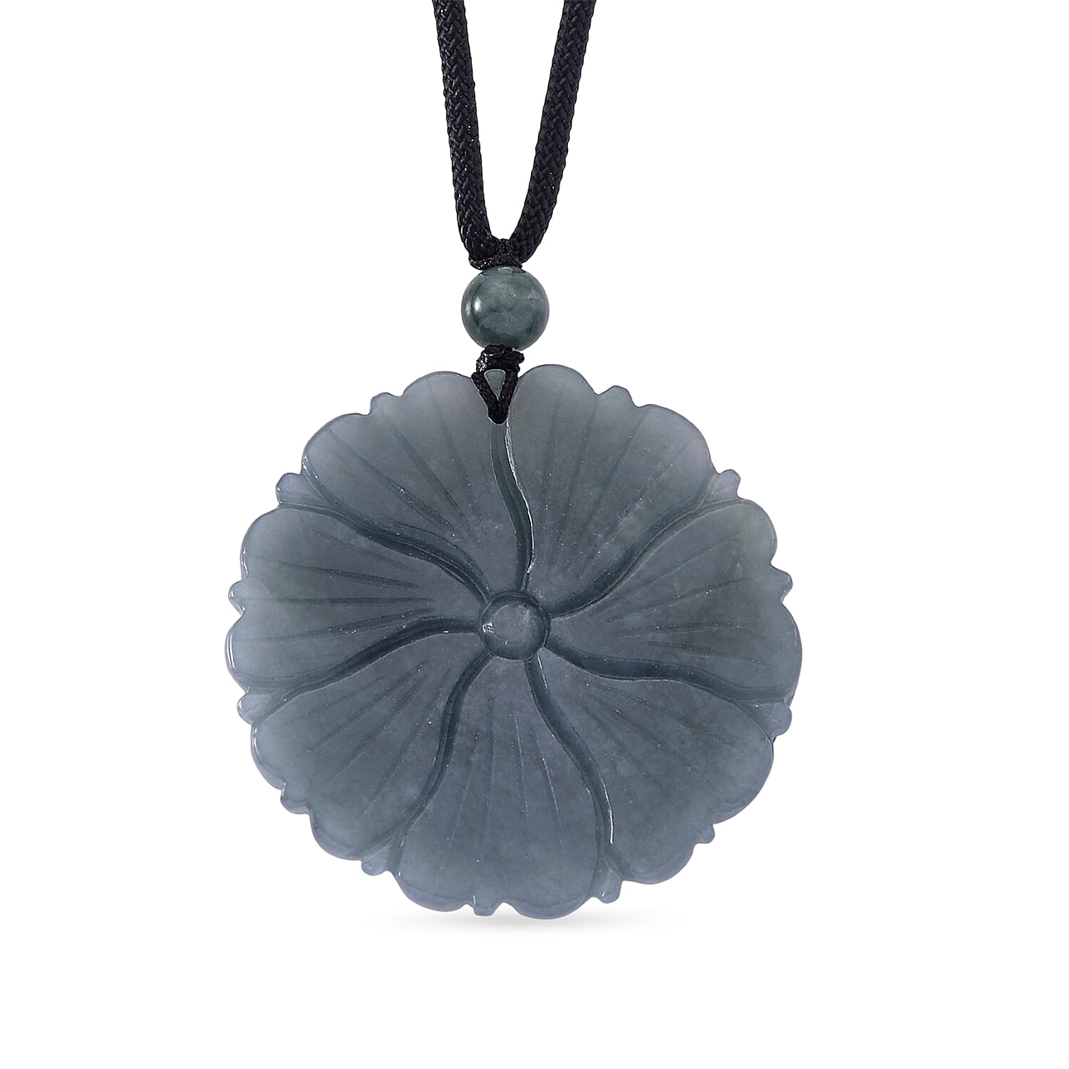 Natural Jade Flower Necklace (Size - 28) with Adjustable Cotton Thread 150.00 Ct.