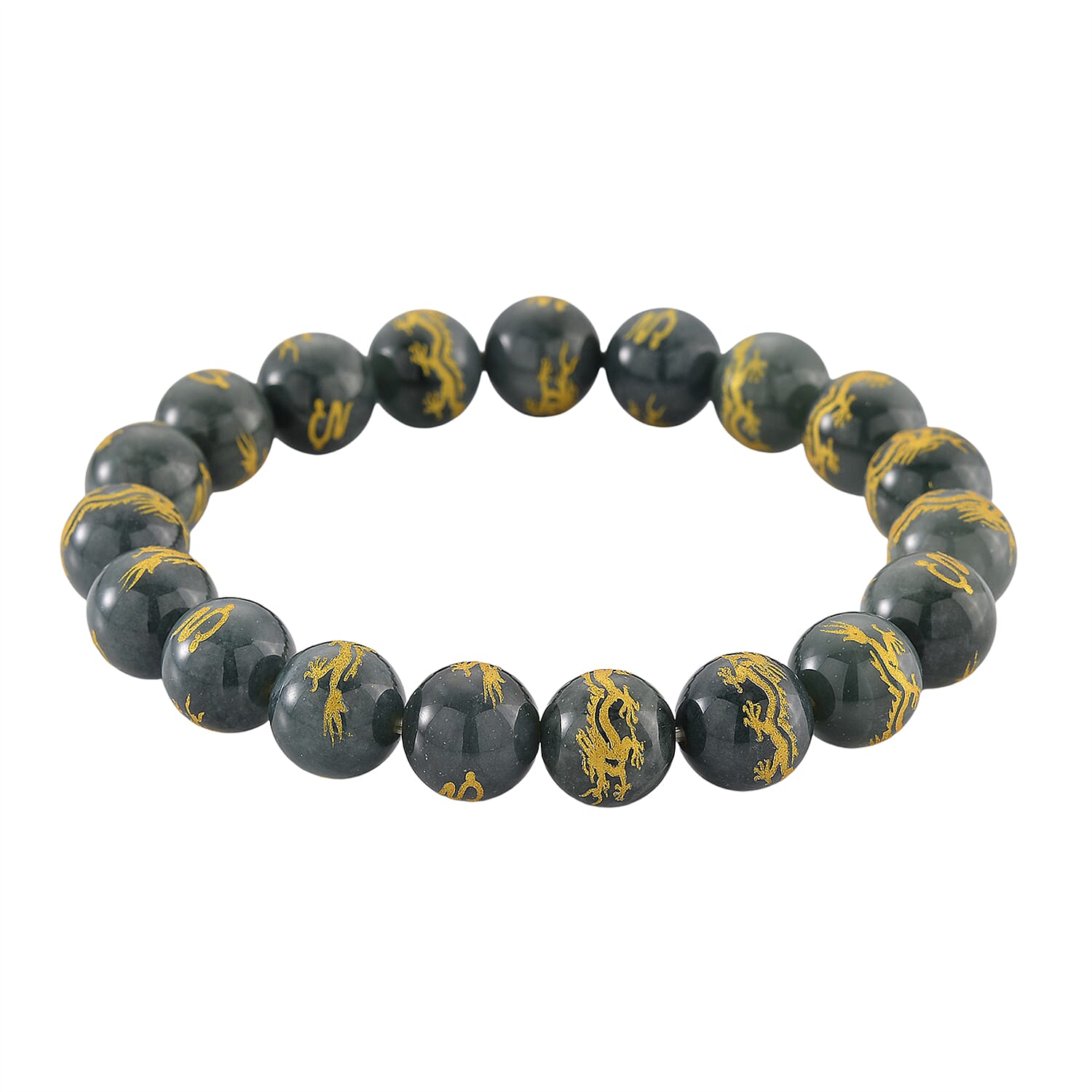 20th Anniversary Special -  Natural Type A Jadeite Jade Dragon Engraved Bracelet 250.00 Ct.