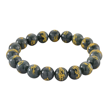 20th Anniversary Special -  Natural Type A Jadeite Jade Dragon Engraved Bracelet 250.00 Ct.