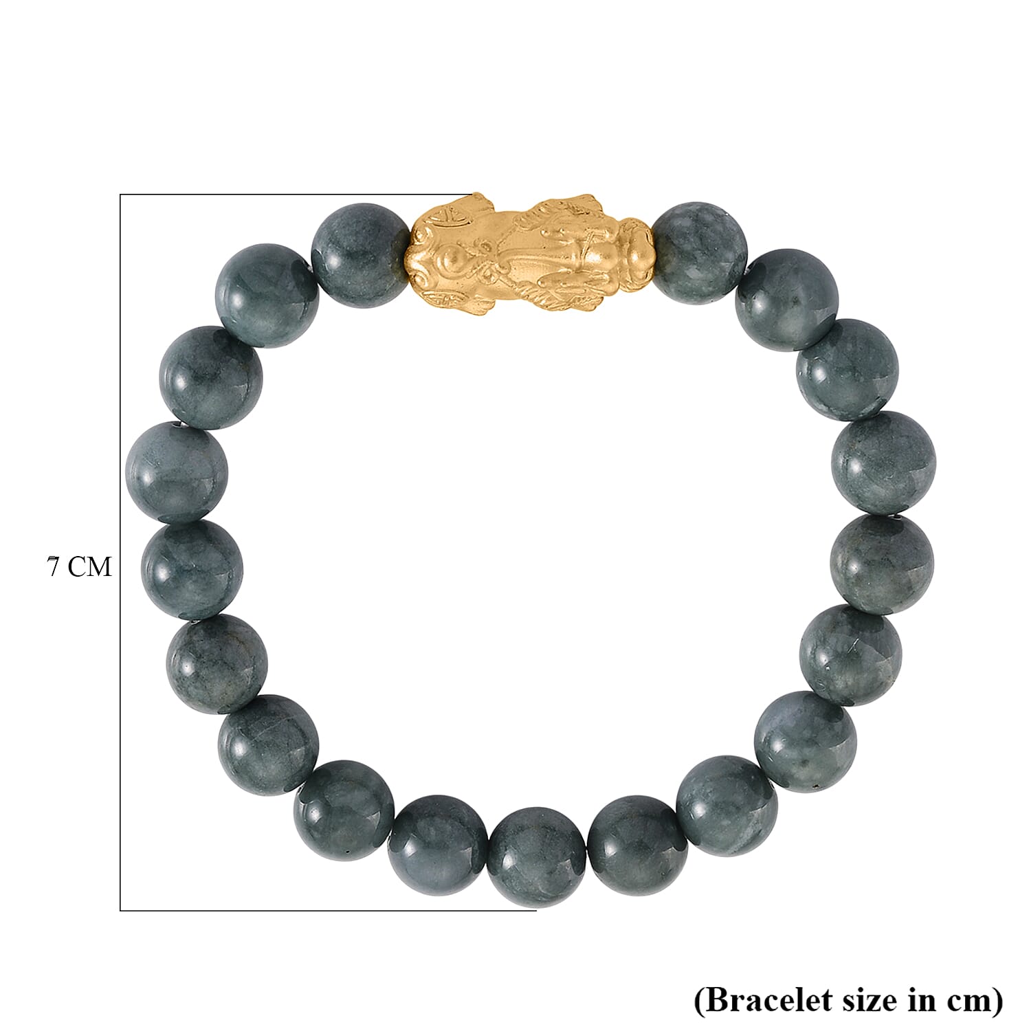 D'Joy Natural Jadeite Jade Stretchable Beads Bracelet (Size - 7.5) in Yellow Gold Plated Sterling Silver 160.00 Ct.