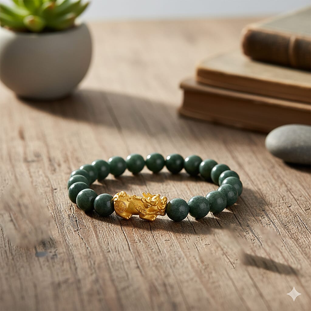 D'Joy Natural Jadeite Jade Stretchable Beads Bracelet (Size - 7.5) in Yellow Gold Plated Sterling Silver 160.00 Ct.