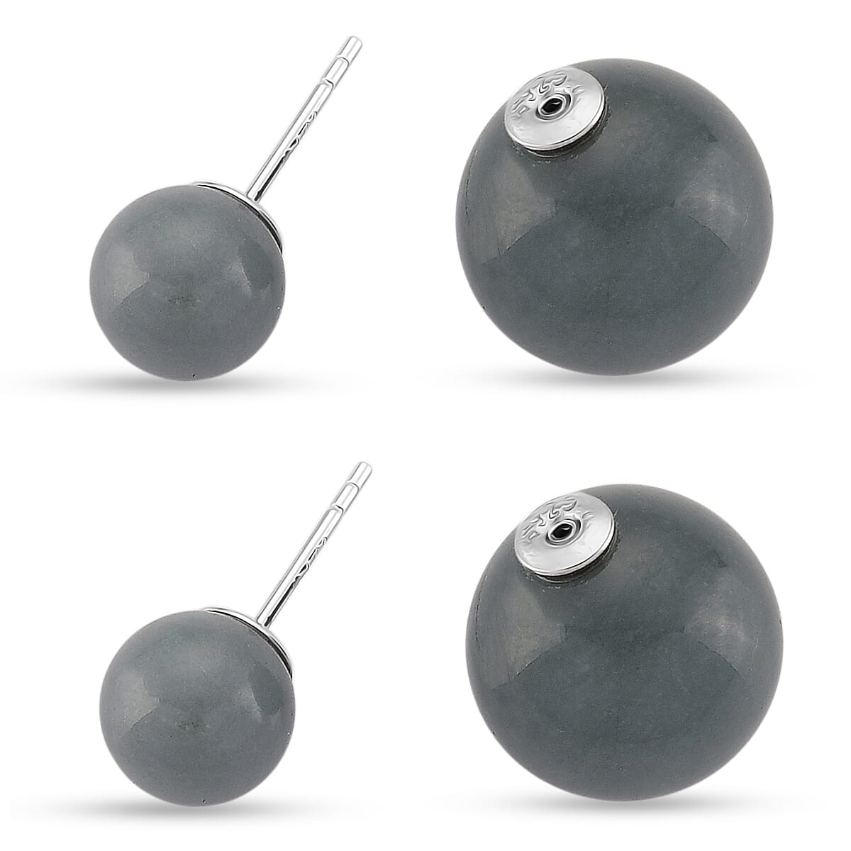 Natural Type A Jadeite Beads Earring in Rhodium Overlay Sterling Silver 43.00 Ct.