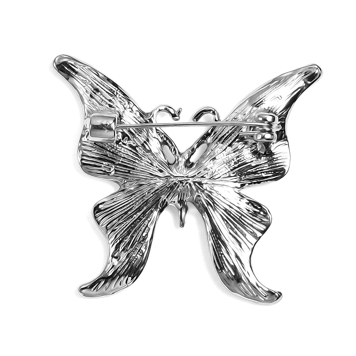 Closeout Deal - Christmas Deal - Elegant Black Crystal and Abalone Butterfly Brooch