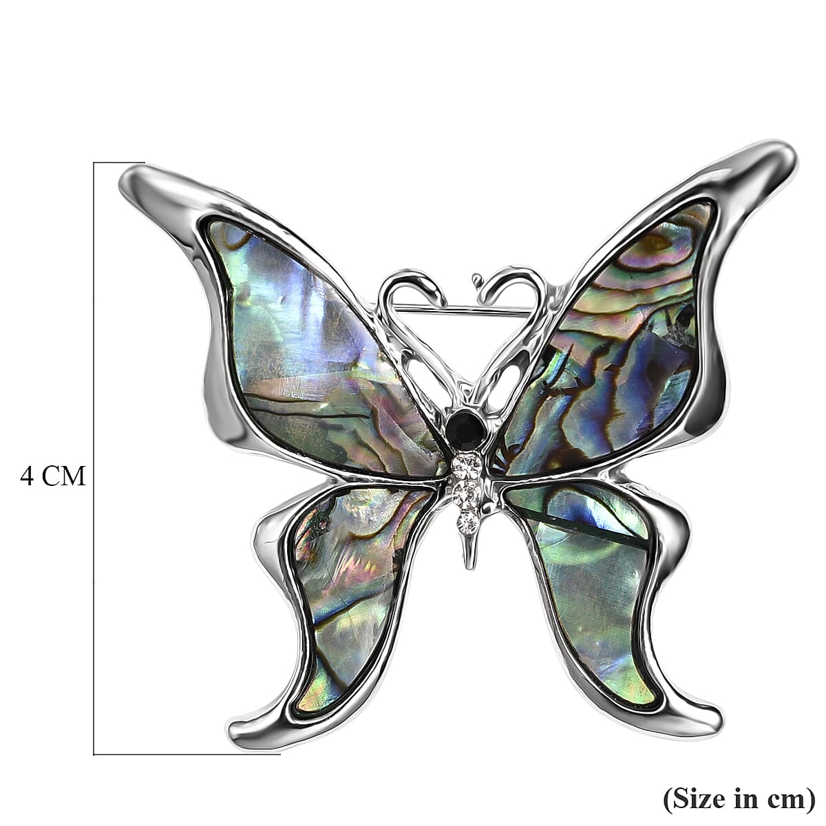 Closeout Deal - Christmas Deal - Elegant Black Crystal and Abalone Butterfly Brooch