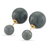 D'Joy Natural Jade Beads Earring in Yellow Gold Plated Sterling Silver 43.00 Ct.