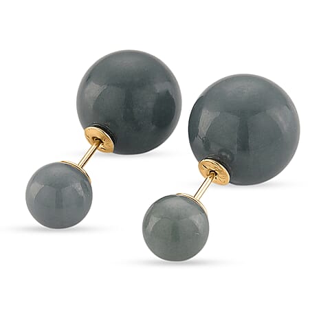 D'Joy Natural  Jade Beads Earring in Yellow Gold Plated Sterling Silver 43.00 Ct.