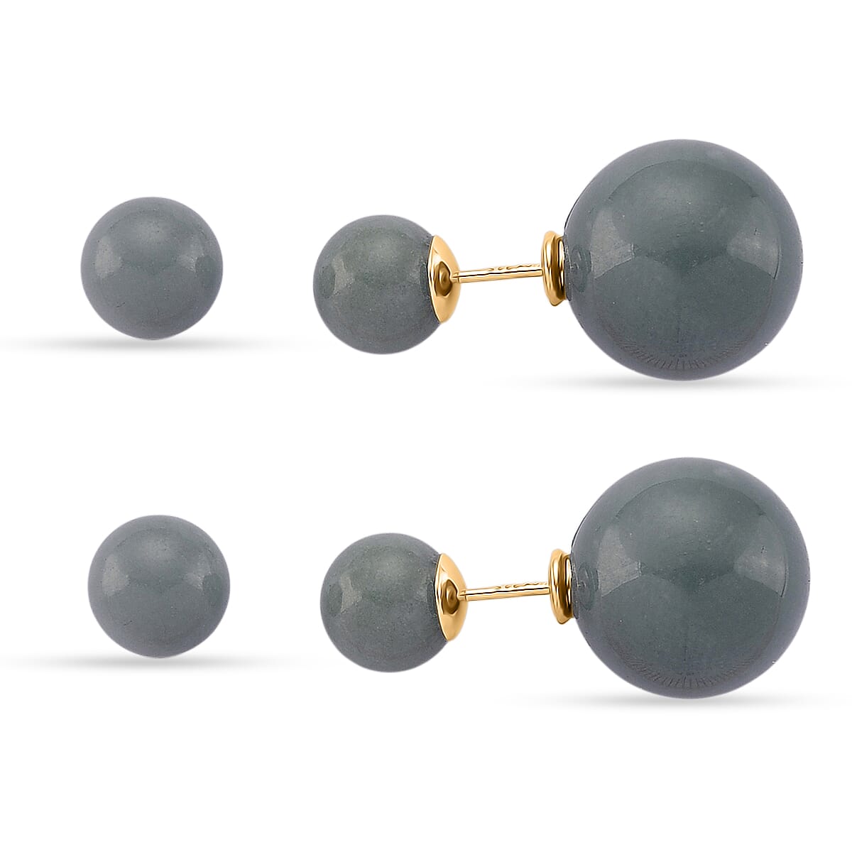 D'Joy Natural  Jade Beads Earring in Yellow Gold Plated Sterling Silver 43.00 Ct.