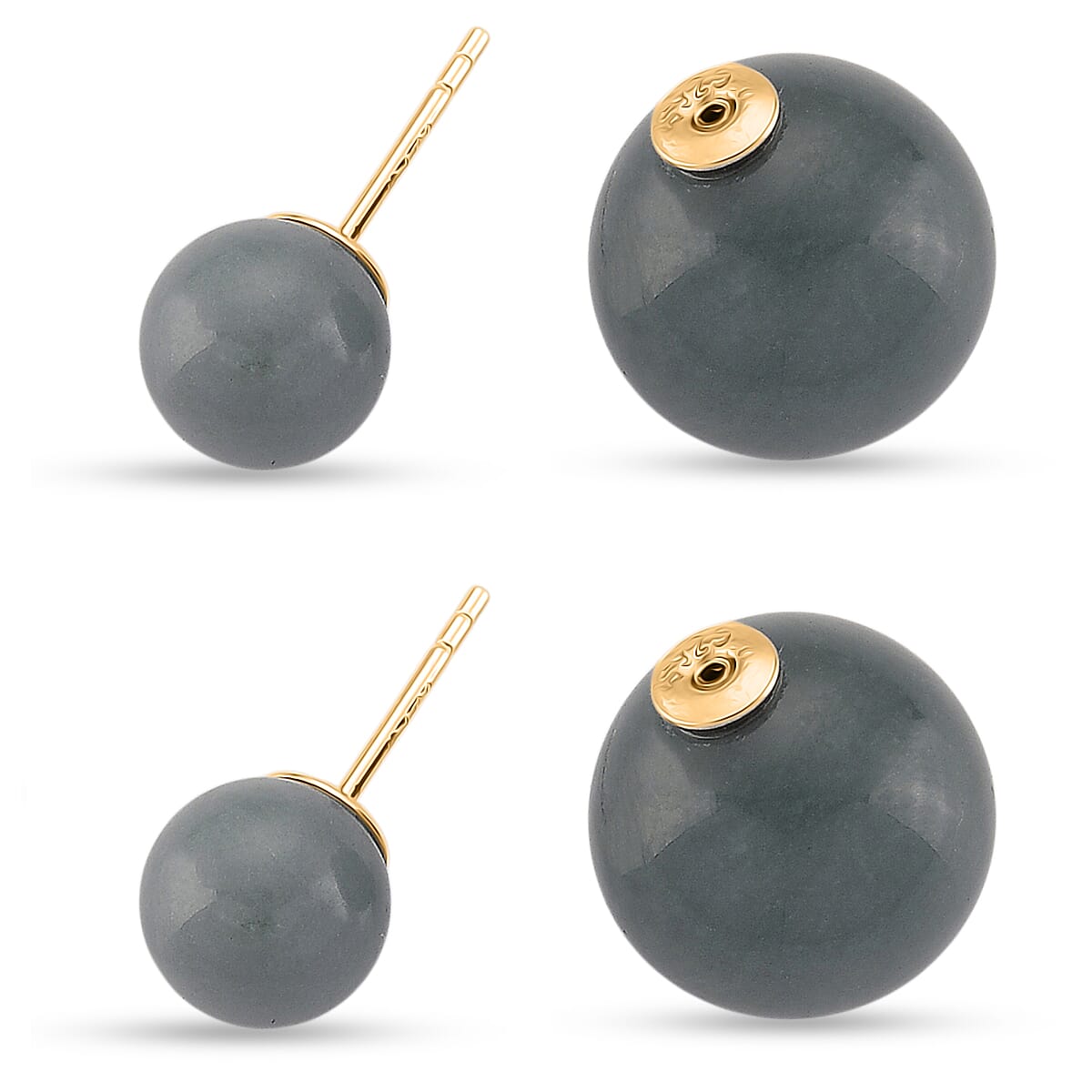 D'Joy Natural  Jade Beads Earring in Yellow Gold Plated Sterling Silver 43.00 Ct.