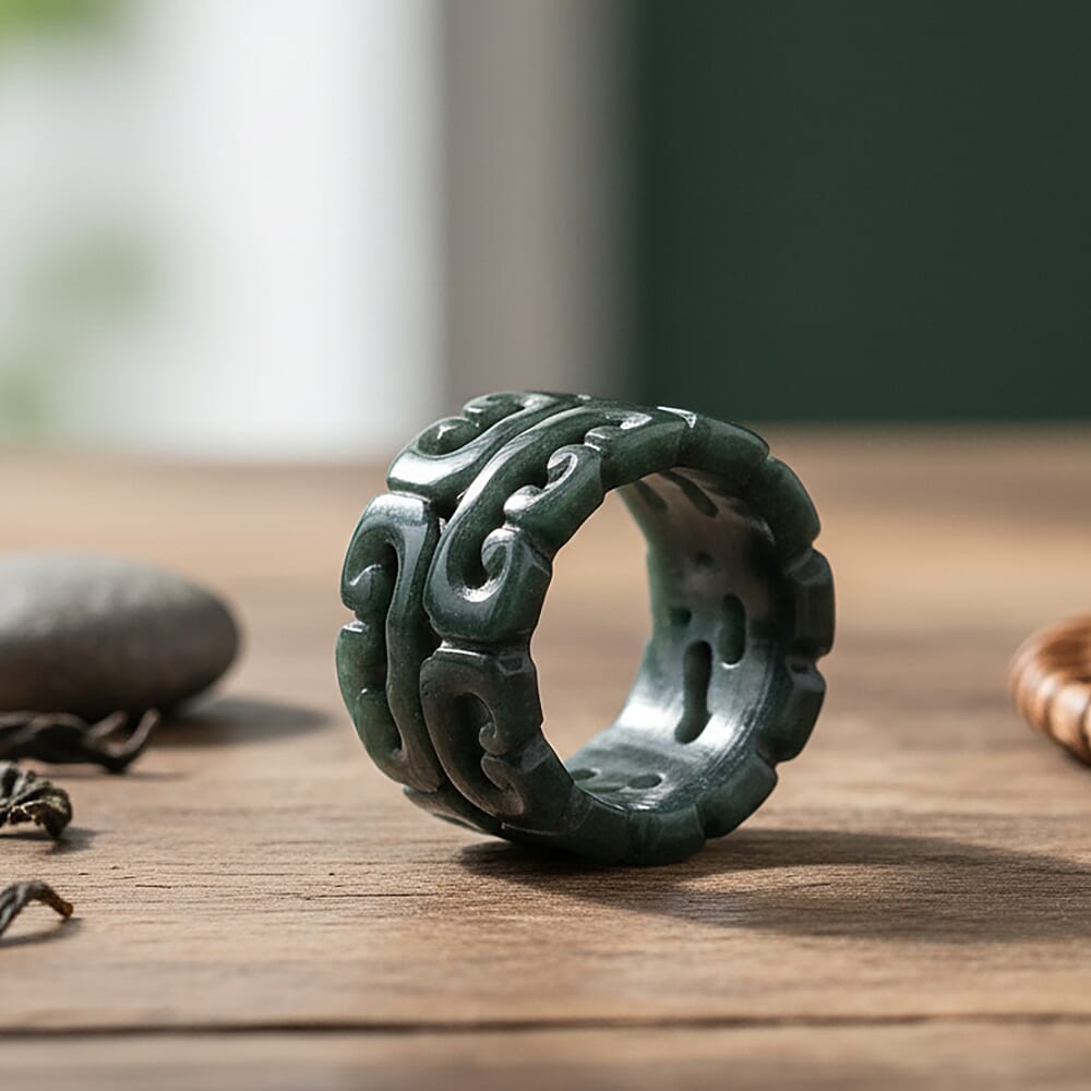 D'Joy Natural Jade Stone Hollow Ring 30.00 Ct.