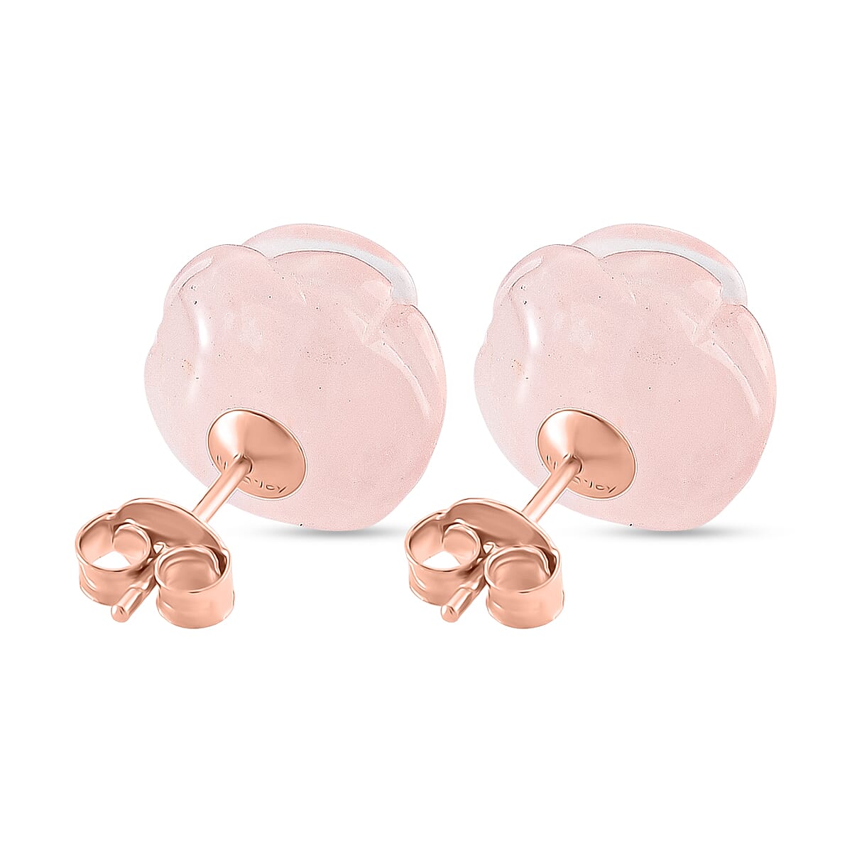 D'Joy Rose Quartz Beads Earring with Push Back in Rose Gold Plated Sterling Silver 16.5 Ct.