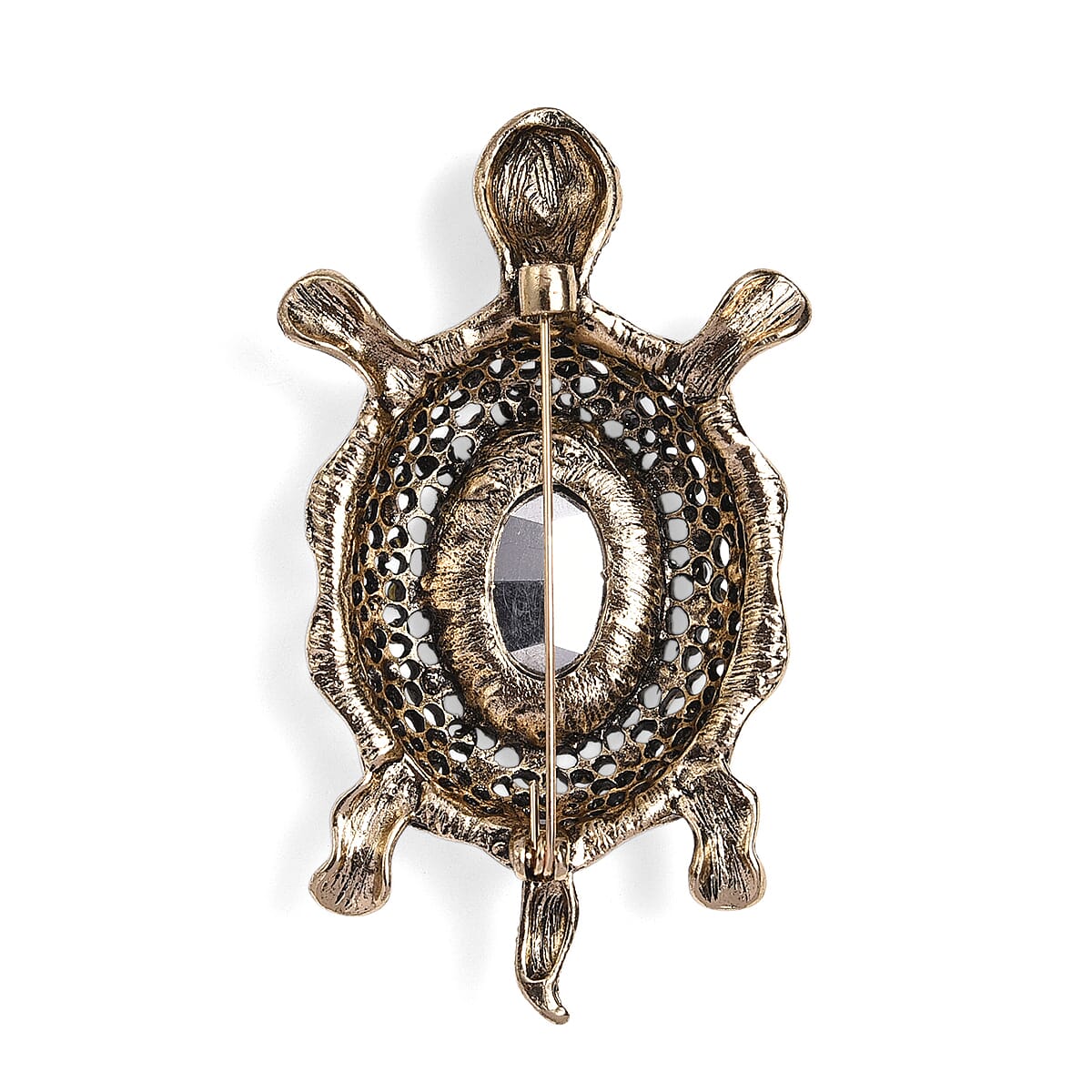 Multi Colour Crystal & Green Glass Turtle Brooch