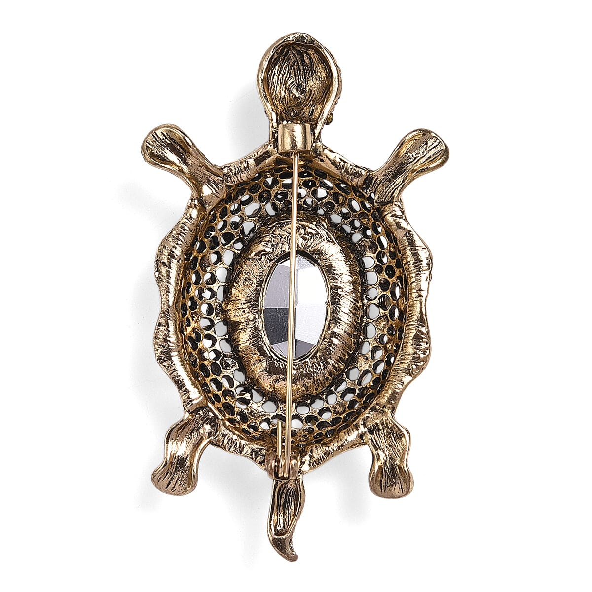 Multi Colour Crystal & Blue Glass Turtle Brooch