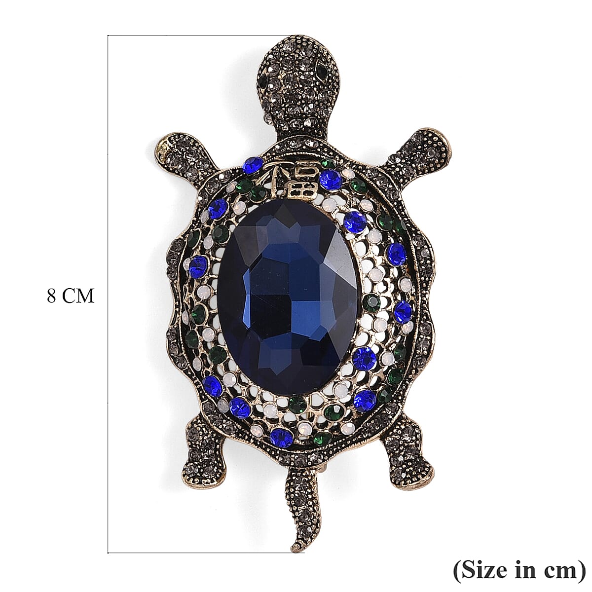 Multi Colour Crystal & Blue Glass Turtle Brooch
